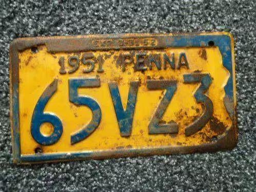 Kentekenplaat Licenseplate Pennsylvania 1951 USA, Verzamelen, Verzenden, Gebruikt, Auto's