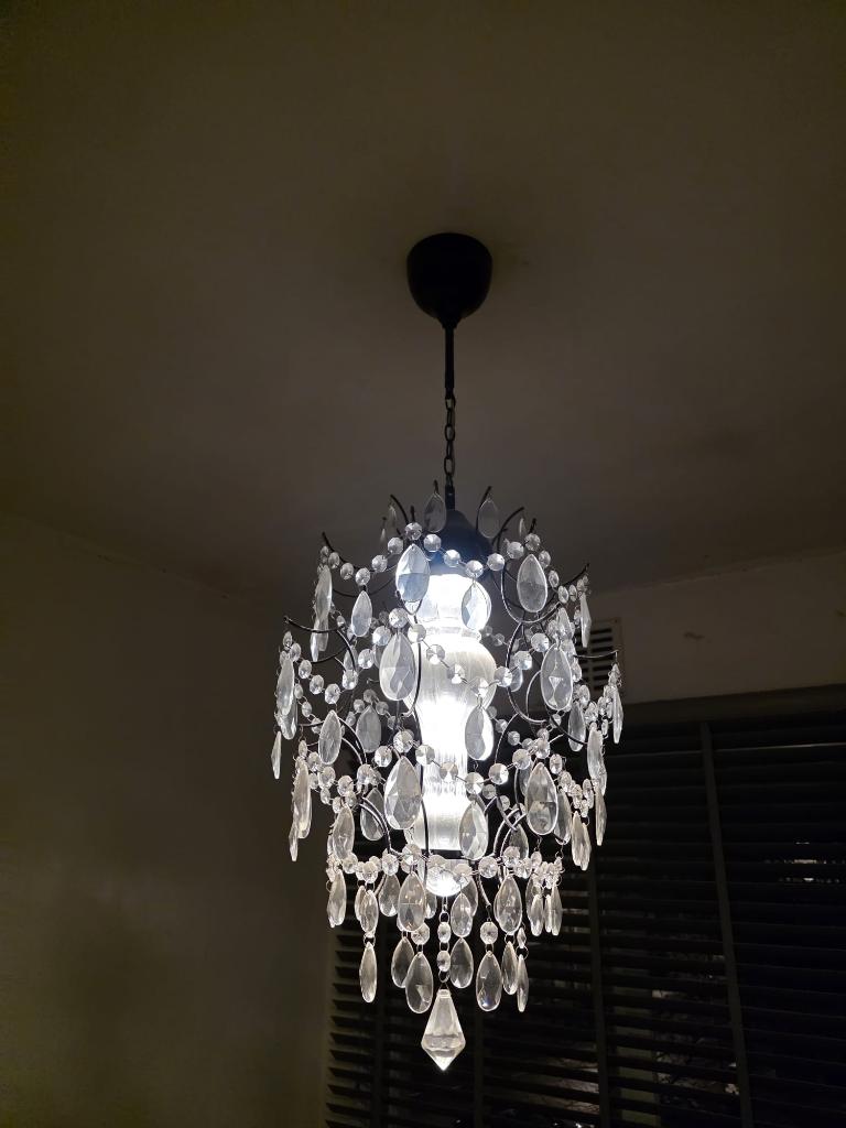 Kristallen hanglamp / kroonluchter – 2 stuks, Ophalen, Zo goed als nieuw, Glas, Minder dan 50 cm