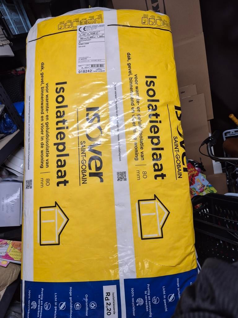 Isover isolatieplaten 80mm 6 stuks in pak, 4 tot 8 cm, Dakisolatie, Nieuw, Ophalen of Verzenden