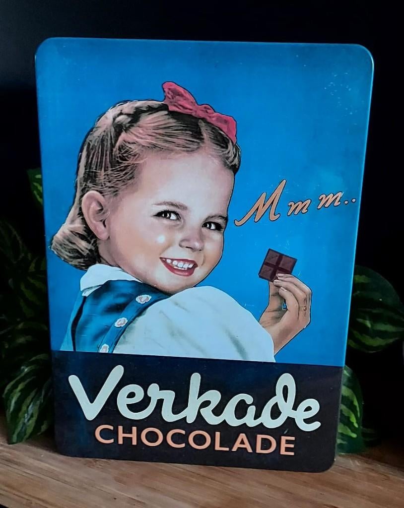 Blik Verkade Chocolade, Ophalen of Verzenden, Gebruikt, Koek(jes), Verkade