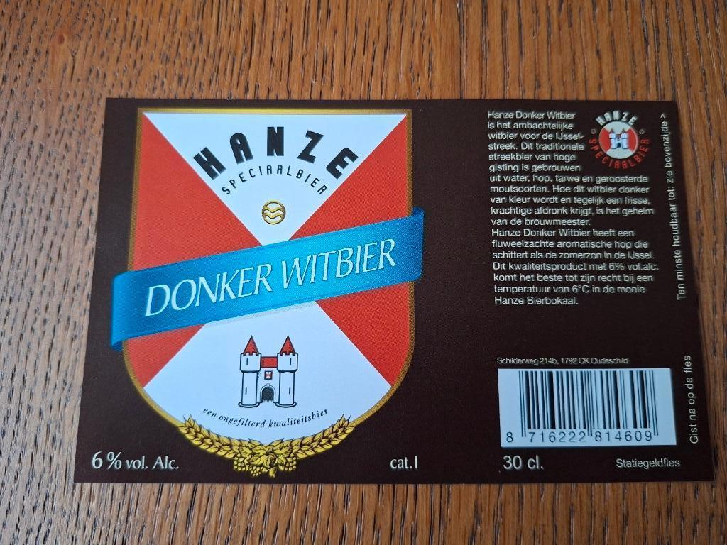 Bier etiket Hanze bier, ongebruikt, Verzamelen, Biermerken, Ophalen of Verzenden, Nieuw, Overige typen, Overige merken