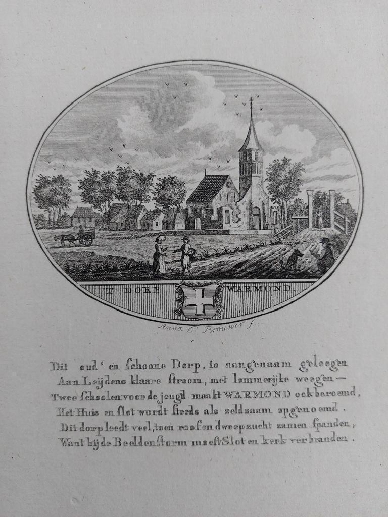 39 / Warmond Gravure 18e eeuw van Ollefen & Bakker, Antiek en Kunst, Kunst | Etsen en Gravures, Ophalen of Verzenden