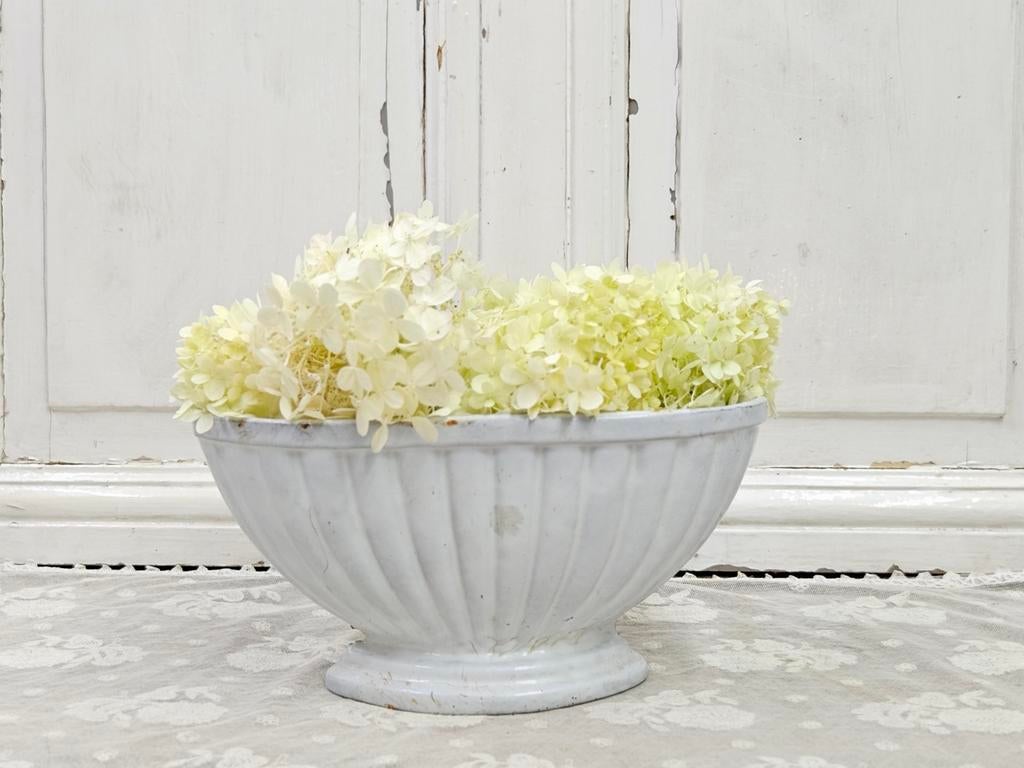 Witte gietijzeren bloembak met emaille, Antiek en Kunst, Ophalen of Verzenden