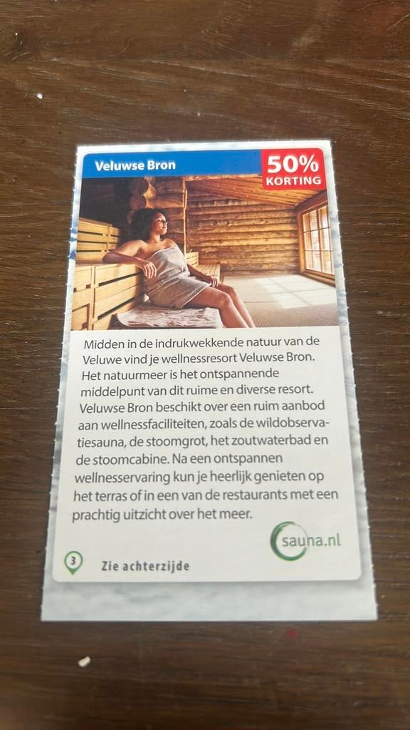 50% korting bij veluwse bron, Twee personen, Kortingsbon, Spa of Sauna