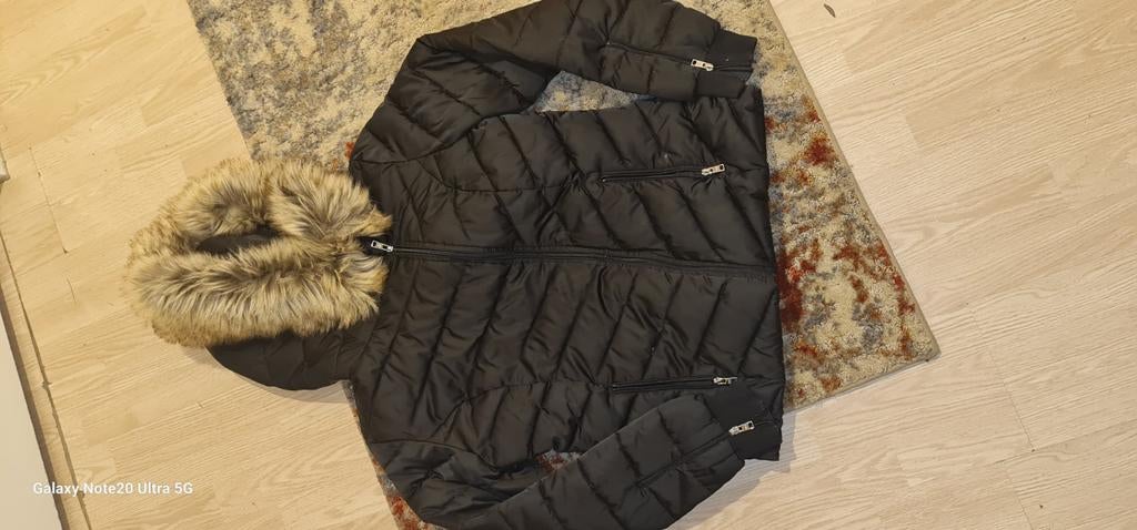 Coolcat winterjas met bontkraag - Maat L, Ophalen, Zwart, Maat 42/44 (L), Zo goed als nieuw