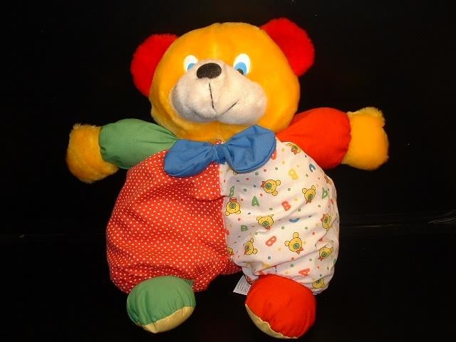 ANNA CLUB PLUSH BEER PLUCHE GEEL MET HALF ROOD KATOENEN, Kinderen en Baby's, Speelgoed | Knuffels en Pluche, Verzenden, Nieuw