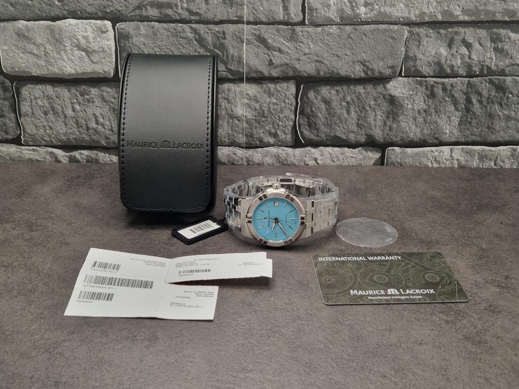 Maurice Lacroix Aikon quartz special ed.(Tiffany) blauw NEW, Overige merken, Staal, Staal, Polshorloge