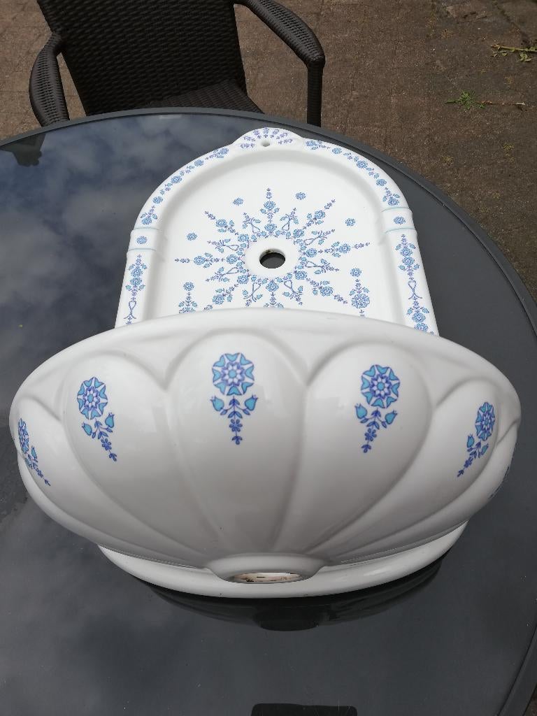 Supermooi fonteintje hoge rug blauw/turquoise decor, Ophalen