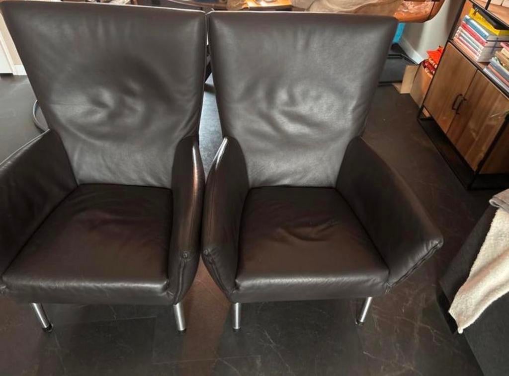 2 Foxx Fauteuils van Gerard van den Berg donker bruin, Ophalen, Gebruikt, Leer, 75 tot 100 cm