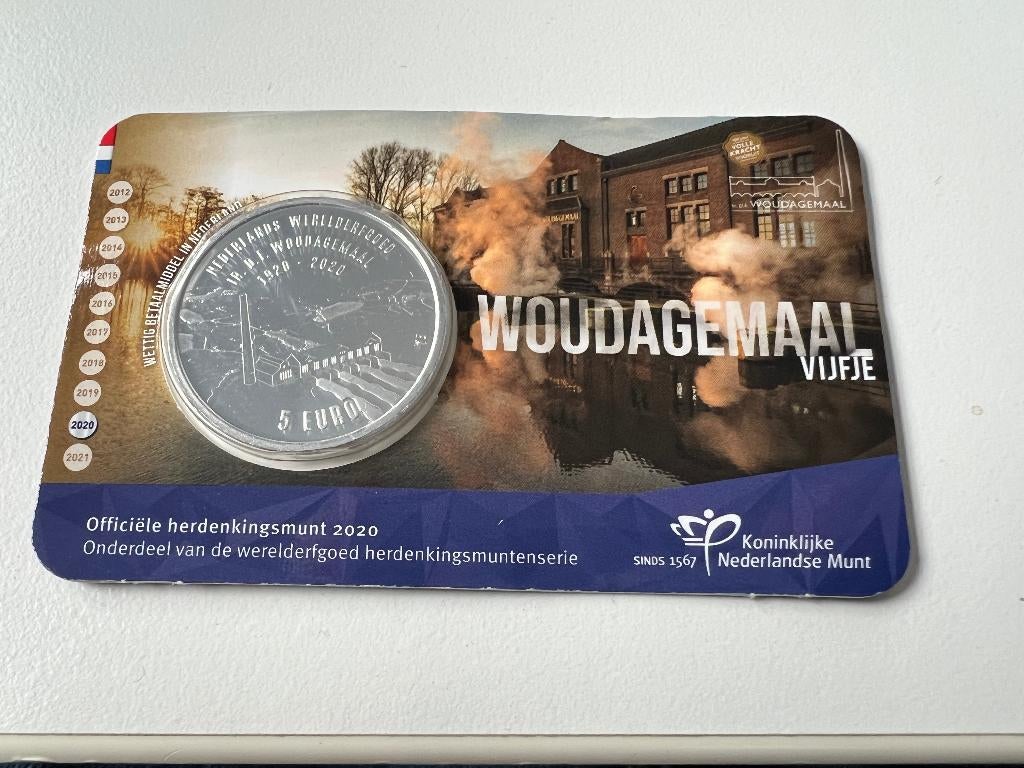 Munt Woudagemaal 5 euro UNC Coincard 2020 NIEUW!, Postzegels en Munten, Koningin Beatrix, Zilver, Euro's, Ophalen of Verzenden