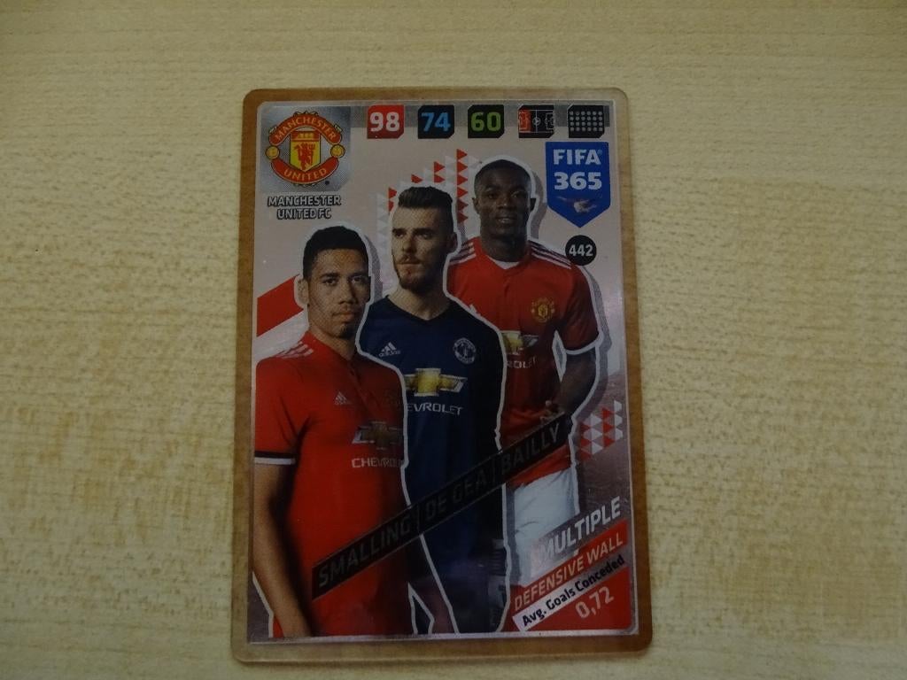 Panini Adrenalyn XL FIFA 365 Defensive Wall Man United, Ophalen of Verzenden, Zo goed als nieuw, Buitenlandse clubs, Poster, Plaatje of Sticker
