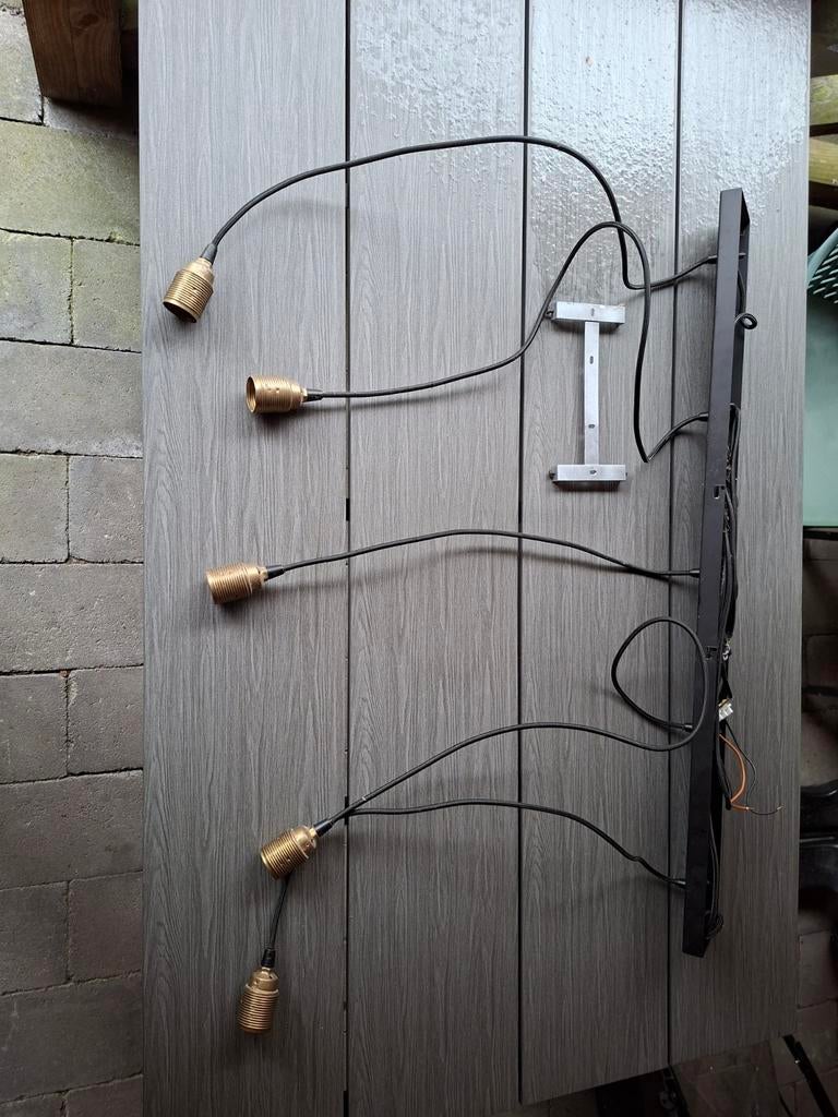 Hanglamp messing kleurige fittingen, Ophalen, Metaal of Aluminium, Sfeervol, Zo goed als nieuw