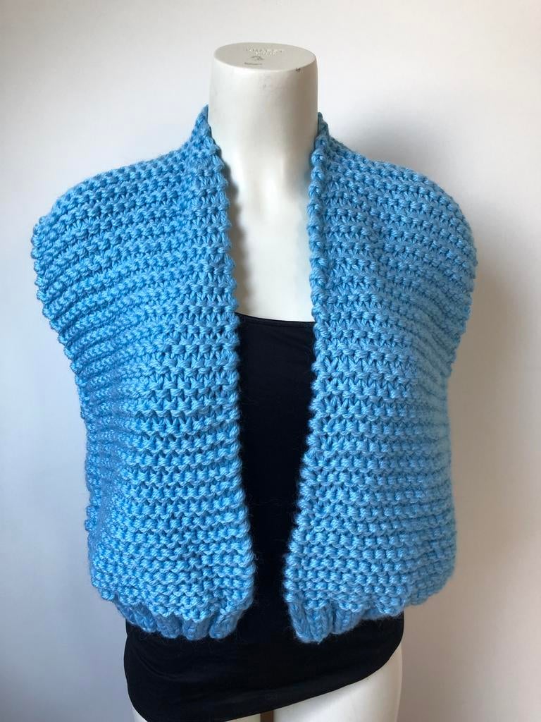 Kiro by kim blauw handgebeid dik mouwloos vest, Maat 38/40 (M), Blauw, Nieuw, Ophalen of Verzenden