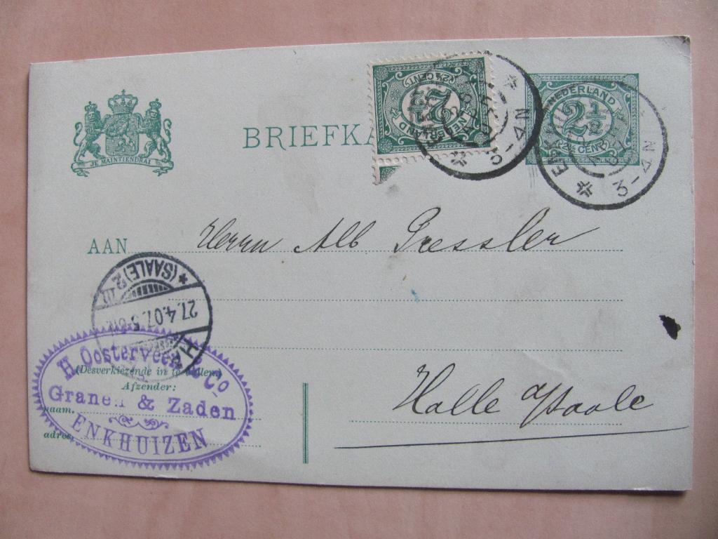 Enkhuizen 1907   firma H. Oosterveen granen & zaden, Ophalen of Verzenden, Briefkaart
