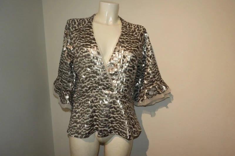 Iro feestelijke top lovertjes motief uitlopend deel mouw S, Overige kleuren, Ophalen of Verzenden, Korte mouw, Maat 36 (S)