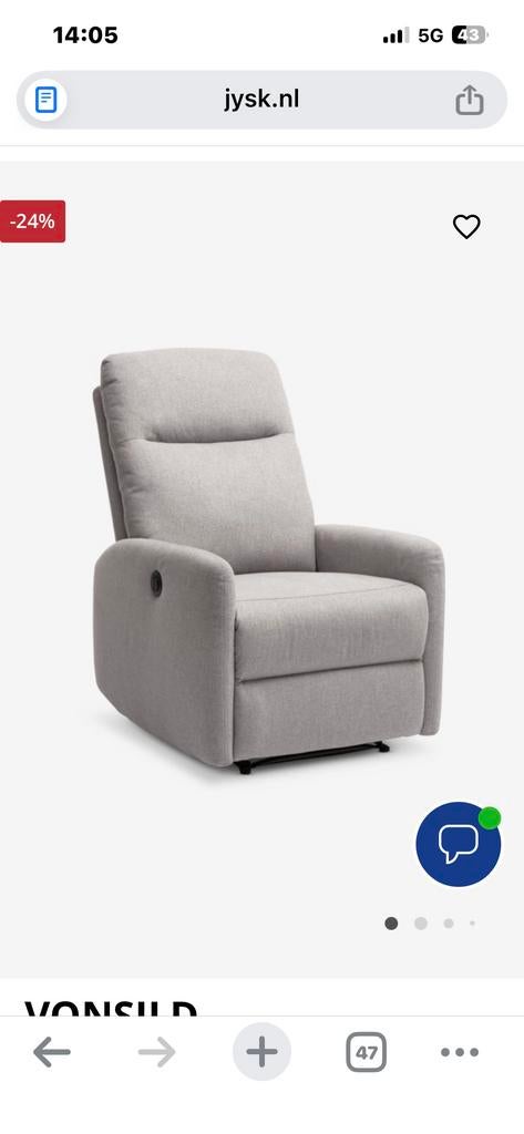 Relaxt stoel, Ophalen of Verzenden, Zo goed als nieuw, Eén, Stof