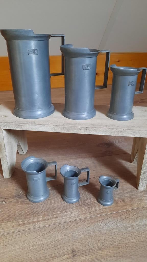 Tinnen maatbekers / maatkan 95%, Antiek en Kunst, Ophalen of Verzenden