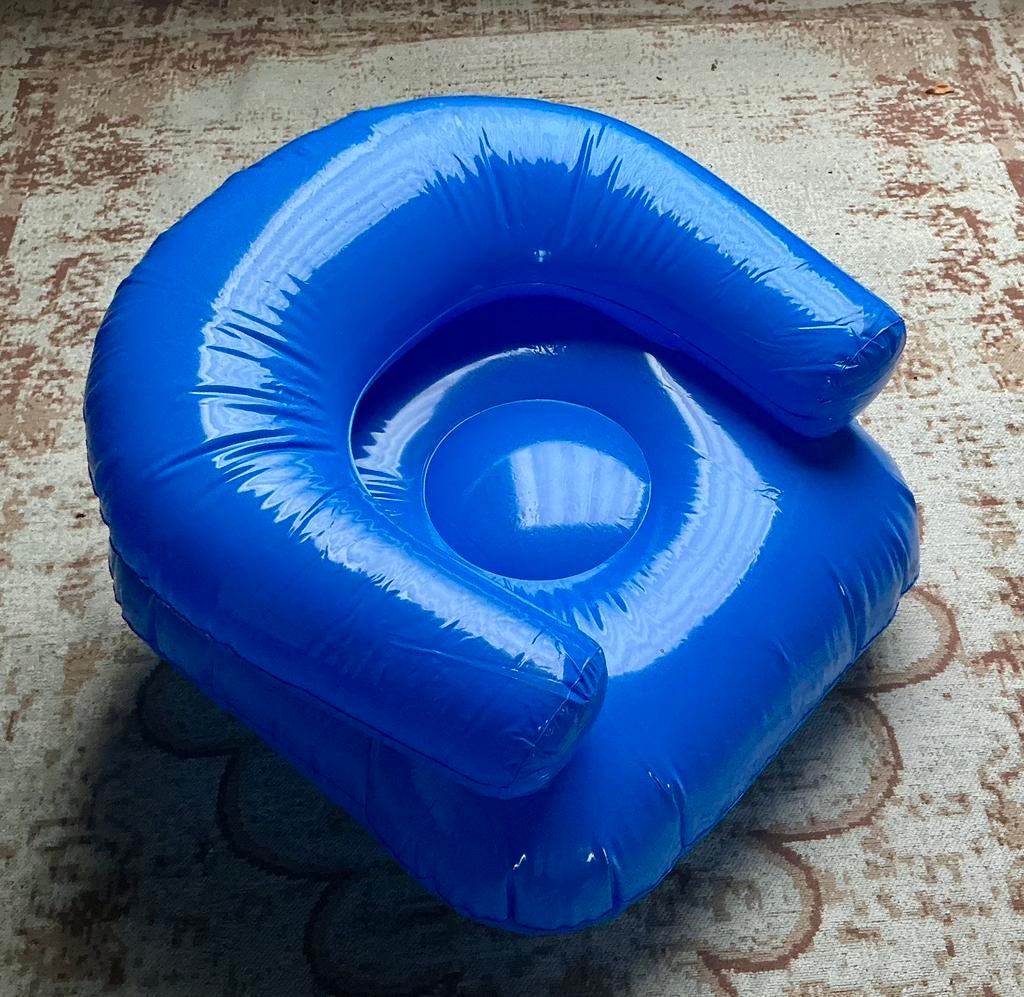 PVC stoel 70x70 blauw stevig pvc opblaasbaar sexy kinky zit, Verzenden, Zo goed als nieuw, Regenjas