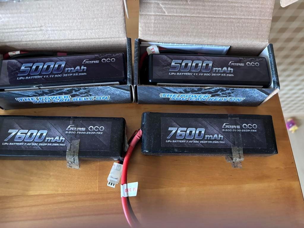 2x Traxxas Power Cell LiPo 7600mAh 7.4V 2S 25C ID TRX2869X i, Ophalen of Verzenden, Zo goed als nieuw, Overige schalen, Onderdeel
