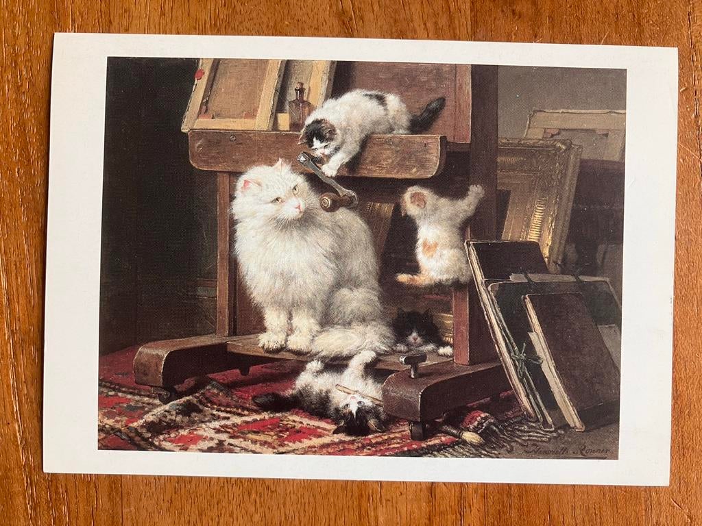 Henriëtte Ronner-Knip. Poezenfamilie in het atelier., Ophalen of Verzenden, 1980 tot heden, Gelopen, Hond of Kat