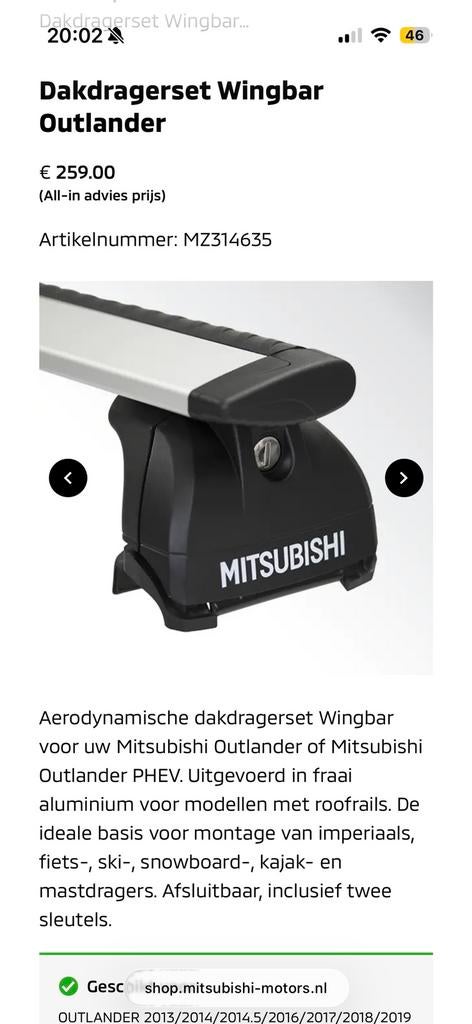 Originele dakdragers Mitsubishi, Ophalen, Zo goed als nieuw