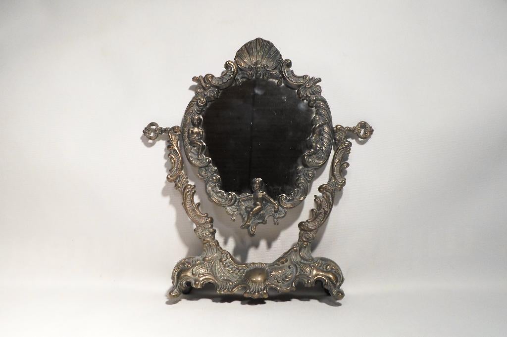 Italiaans Spiegel Brons Putti Cherubs Engeltjes, Antiek en Kunst, Ophalen of Verzenden