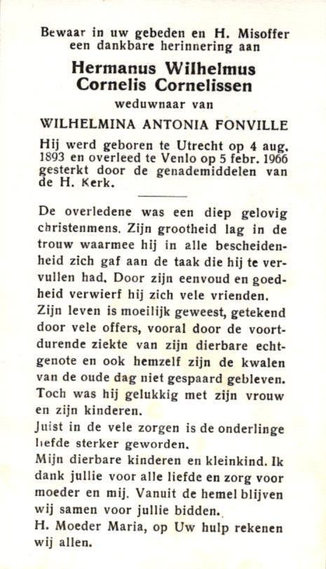 Cornelissen Hermanus Wilhelmus C. Utrecht 1893-1966 Venlo, Ophalen of Verzenden