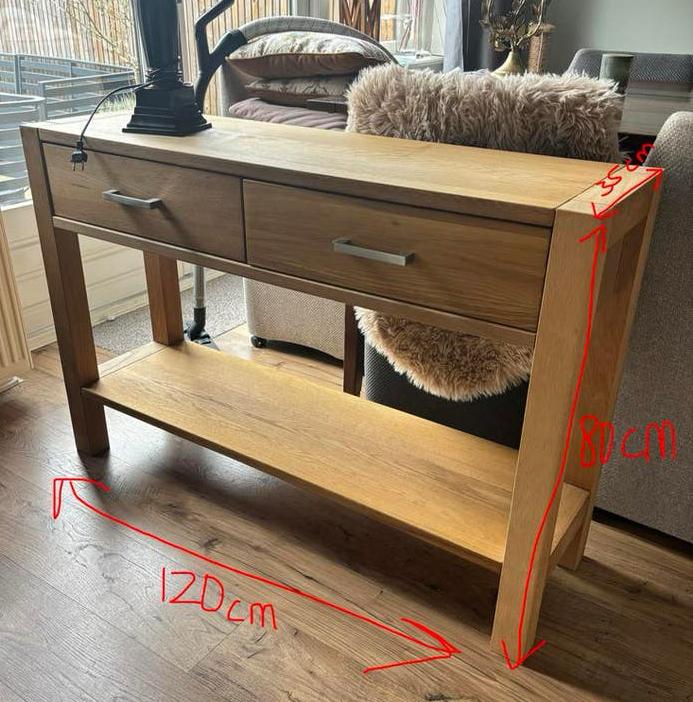 Sidetable met lades en onderplank, Huis en Inrichting, Tafels | Sidetables, Ophalen, 100 tot 150 cm, Zo goed als nieuw, 25 tot 50 cm