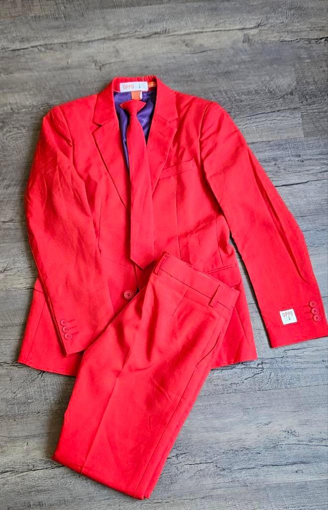 Opposuits pak rood - Maat 158/164 - Z.g.a.n. gala/feest, Opposuits, Ophalen of Verzenden, Zo goed als nieuw, Setje