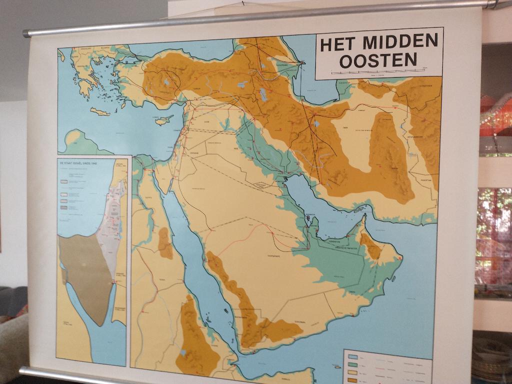 mooie schoolkaart van het Midden Oosten, Ophalen of Verzenden, Aardrijkskunde