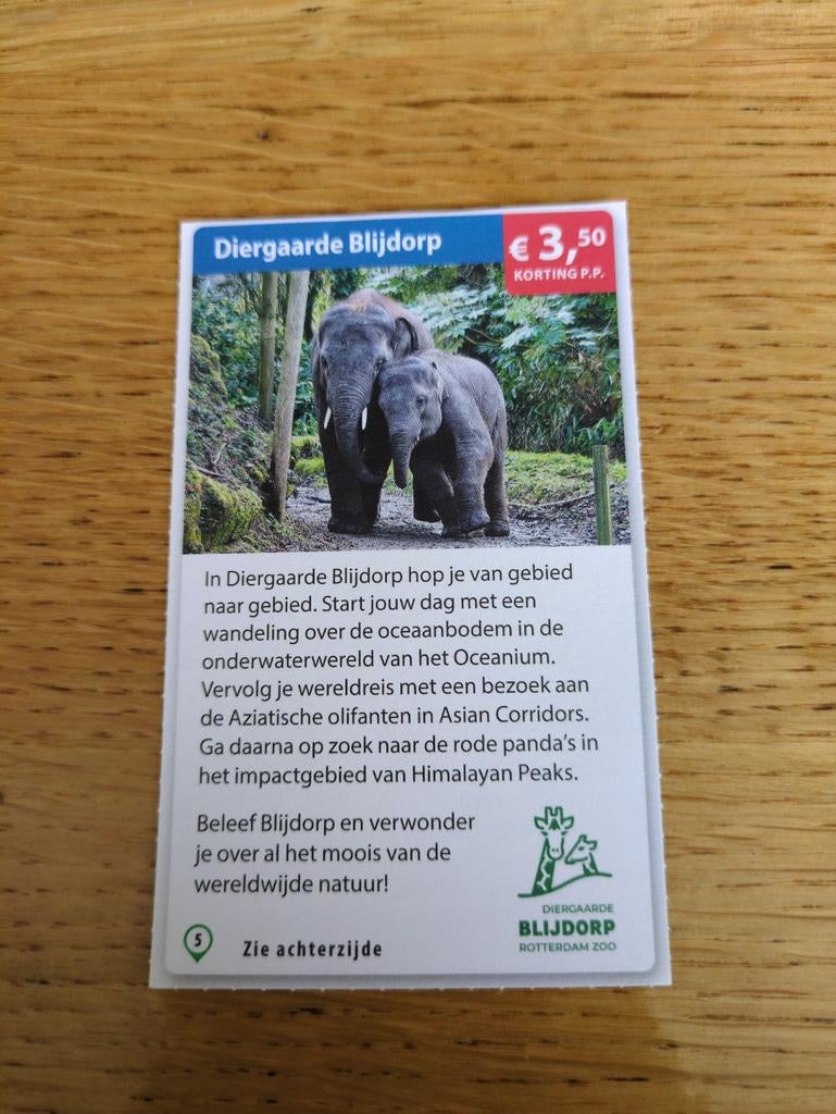 Kortingsbon voor Diergaarde Blijdorp, Tickets en Kaartjes, Drie personen of meer, Kortingskaart