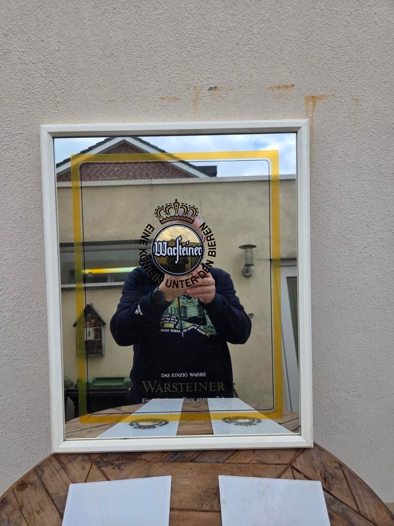 Warsteiner bier spiegel - Reclame spiegel cafe/mancave, Ophalen, Gebruikt, Reclamebord, Plaat of Schild, Overige merken