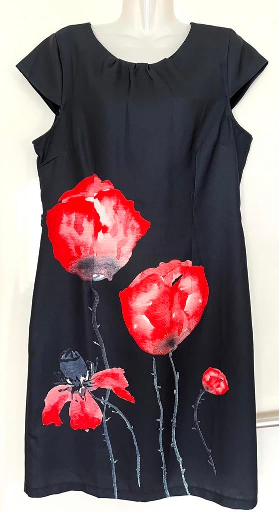 Smashed Lemon jurk met klaproos maat 44(v), Zwart, Maat 42/44 (L), Ophalen of Verzenden, Zo goed als nieuw