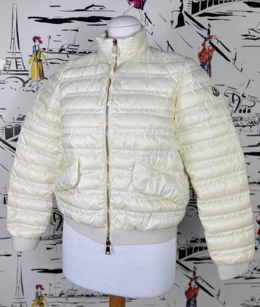 Moncler dames donsjas lente zomer maat 1 (XS/S) 1.050 euro, Moncler EU, Verzenden, Wit, Zo goed als nieuw
