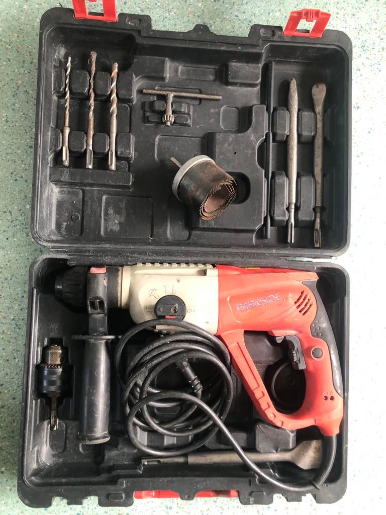 Parkside Boorhamer met accessoires in koffer, Boor- en/of Breekhamer, Ophalen of Verzenden, Klopboormechanisme, Gebruikt