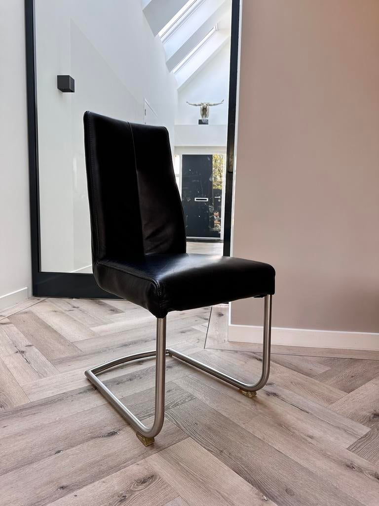 4/6/8/10 zwart leder Henders &Hazel design stoelen rvs greep, Ophalen, Rvs ruggreep, Zwart, Niet opgegeven