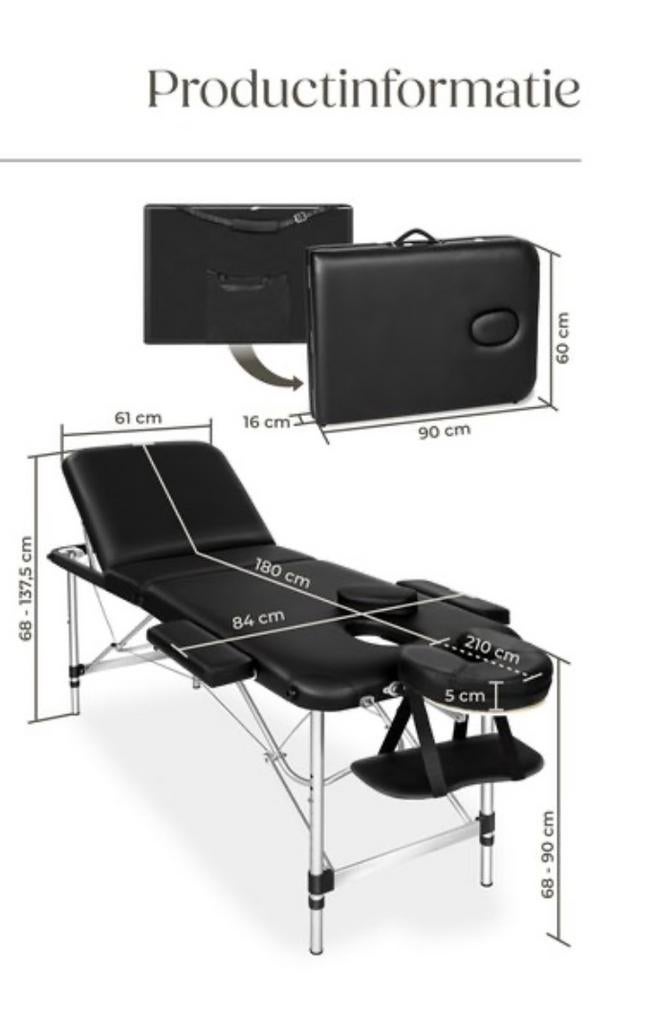 Massagetafel inklapbaar en in hoogte verstelbaar, Sport en Fitness, Massageproducten, Nieuw, Massagetafel, Ophalen