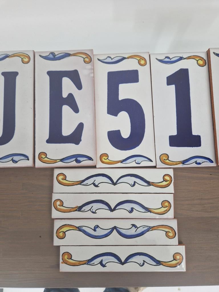 Vintage Spaanse Keramische Huisnummer / Naam Tegels, Ophalen of Verzenden