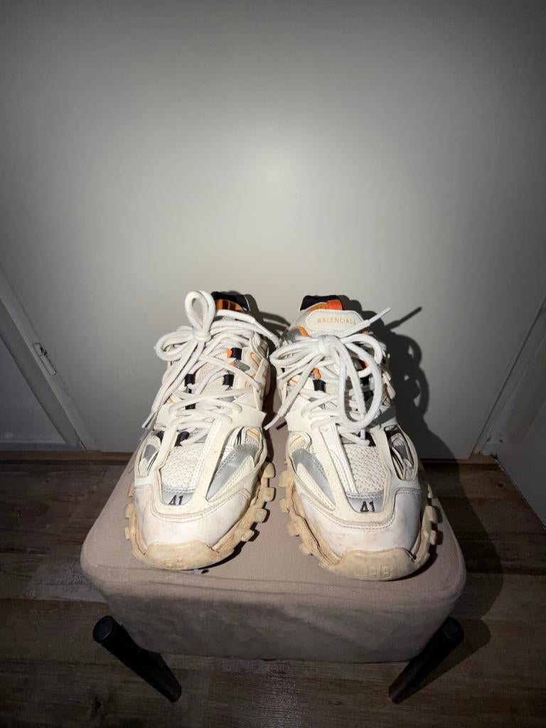 Balenciaga Track Sneakers - Wit/Oranje, Kleding | Heren, Schoenen, Ophalen of Verzenden, Gedragen, Wit, Sneakers of Gympen