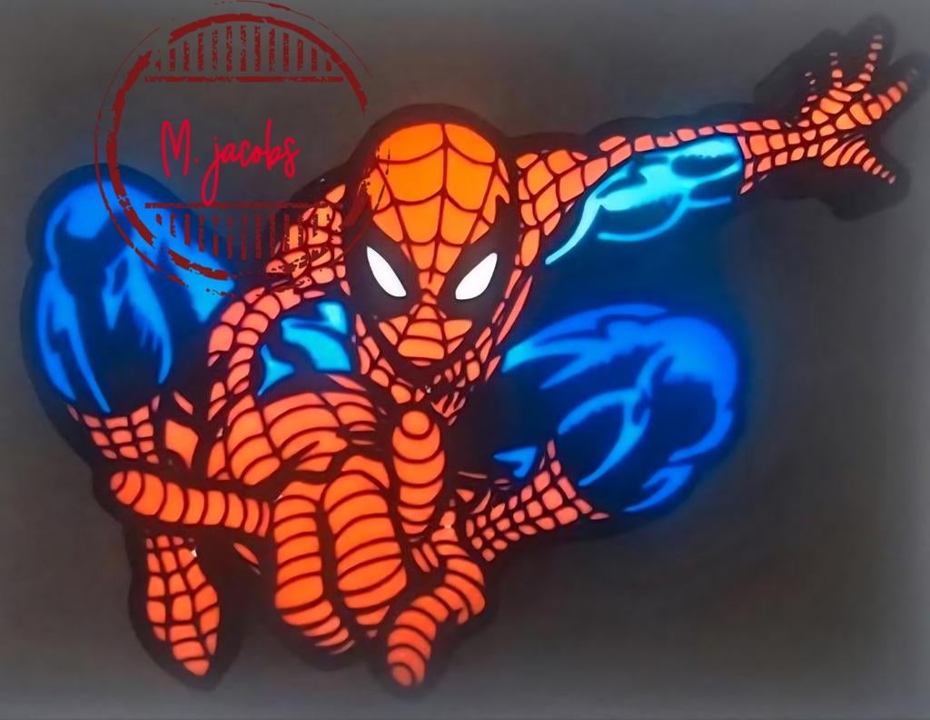 Spiderman wandlamp met LED verlichting, Ophalen of Verzenden, Nieuw, Lamp