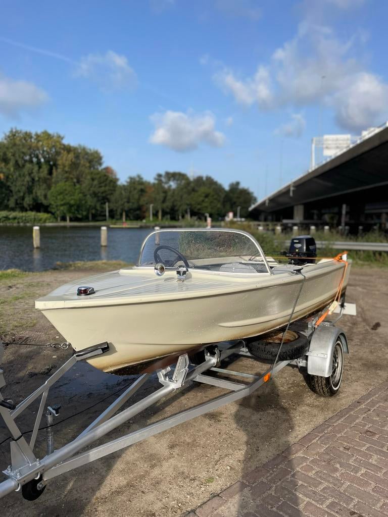 Console/motorbootje, trailer, Tohatsu 9.8 PK 4-takt, Ophalen, Zo goed als nieuw, Buitenboordmotor, Polyester