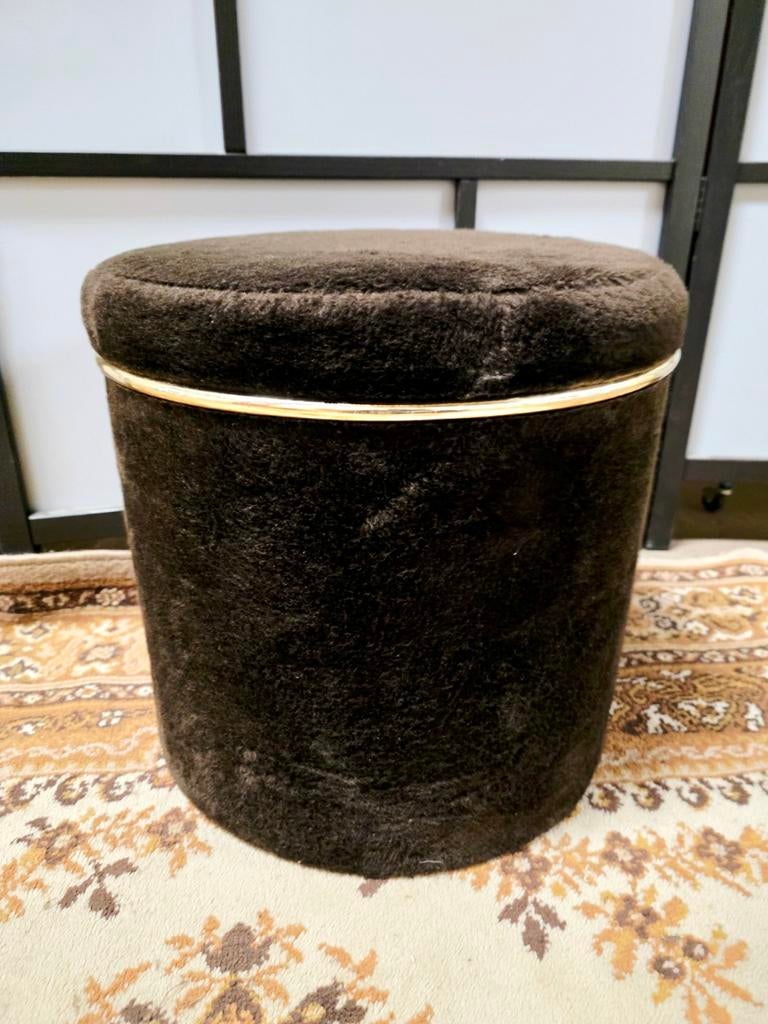 Vintage 1970s Pouf / Footstool - Fabric, Huis en Inrichting, Banken | Voetenbanken en Poefen, Gebruikt, Vintage, Klassiek, Ophalen of Verzenden