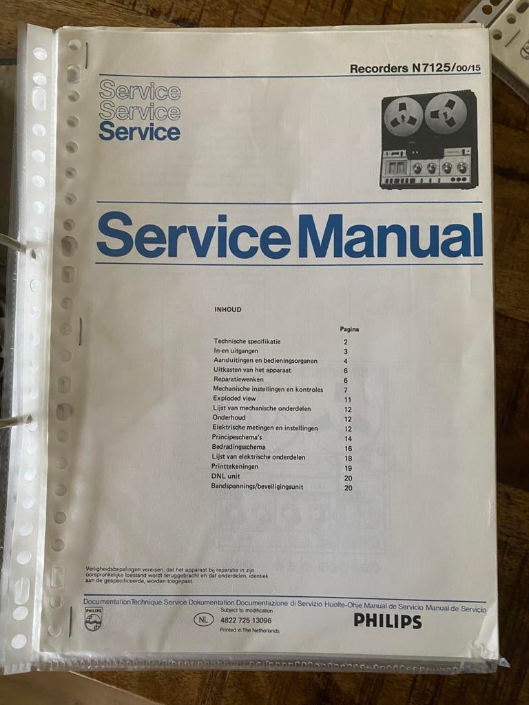 Philips Service Manual N7150 en N7125, Audio, Tv en Foto, Bandrecorders, Ophalen of Verzenden, Bandrecorder