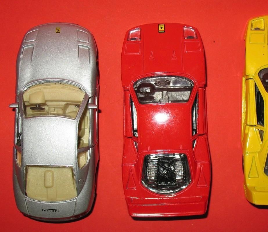 3x Maisto Shell auto Ferrari 250GTO F40 en 456GT 1/38 1/39, Hobby en Vrije tijd, Modelauto's | Overige schalen, Ophalen of Verzenden