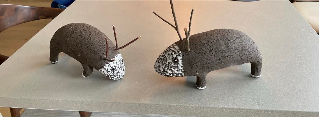 unieke keramische beesten met verwisselbaar gewei, Ophalen