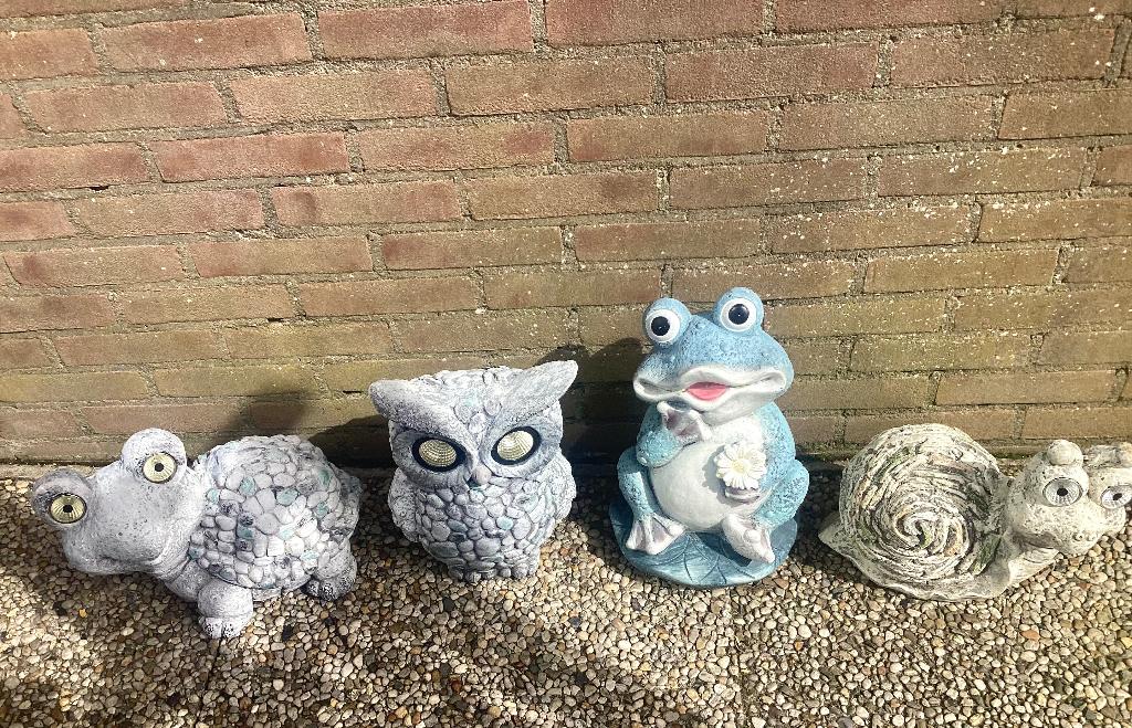 4 dieren tuinbeelden, Ophalen, Gebruikt, Steen, Dierenbeeld
