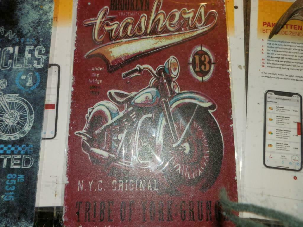 Blikken borden motors caveman garage, Ophalen of Verzenden, Nieuw, Overige, Overige merken