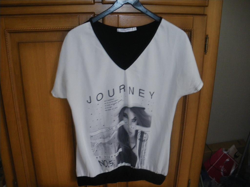 nieuw zomer shirt v hals leuke print merk g ricceri maat 40, Kleding | Dames, Maat 38/40 (M), Zwart, Nieuw, Ophalen of Verzenden