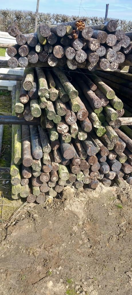 280 Geïmpregneerde houten palen 7-8 cm dik, 3 meter lang, Ophalen, Gebruikt, 250 cm of meer, Palen