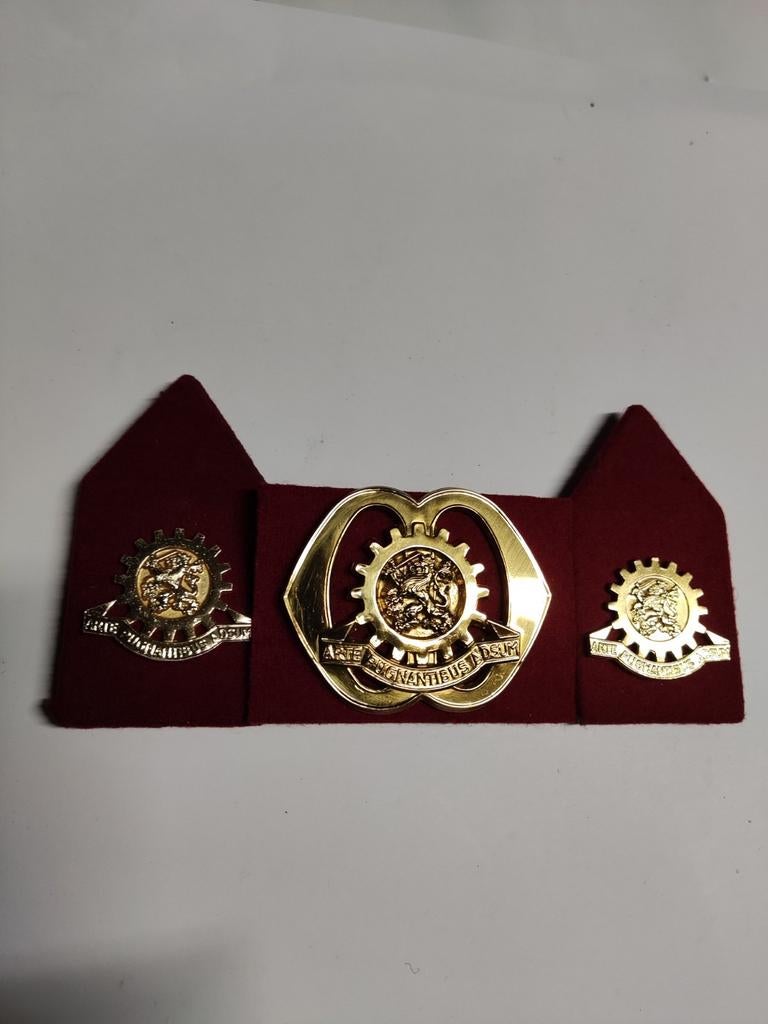 Mooi Setje Baretembleem Technische Staf, Ophalen of Verzenden, Landmacht, Nederland, Embleem of Badge